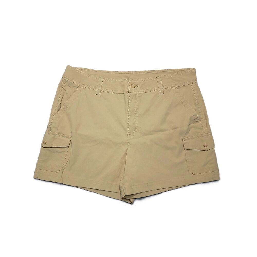 Eddie Bauer Cargo Shorts Womens 16 High Rise Stretch Biege